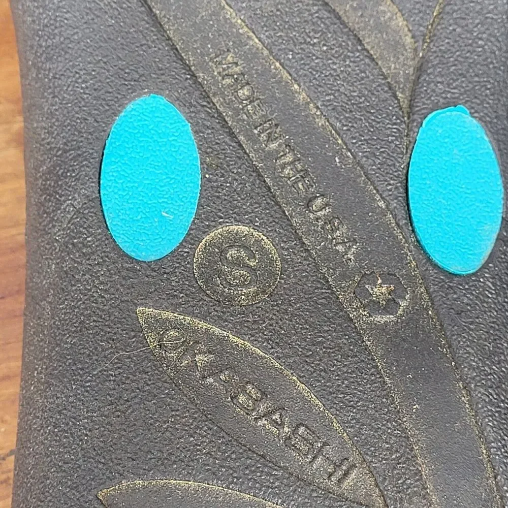 Okabashi Sandals Womens‎ Small Black Aqua Blue Thongs USA Comfort Relax Casual